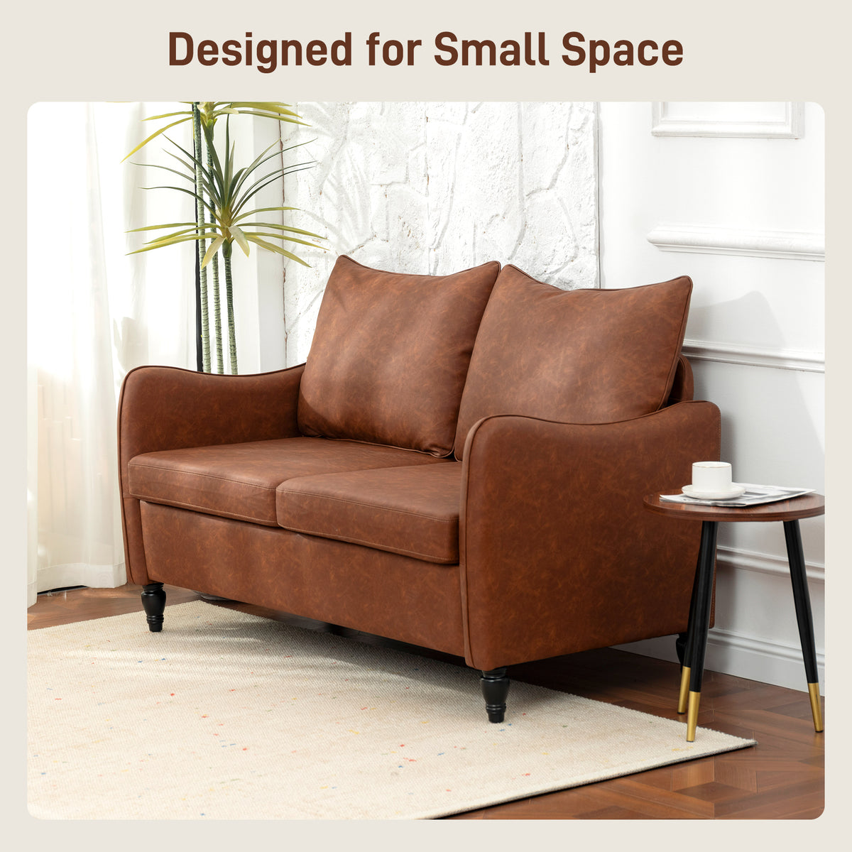 55" Loveseat Sofa, Small 2 Seater Couch with Solid Wood Legs – view 5