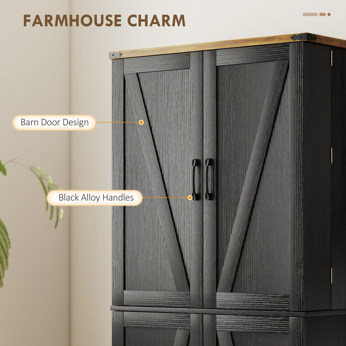 72" Kitchen Pantry Cabinet, Farmhouse Storage Cabinet with 4 Doors, Drawer – view 5