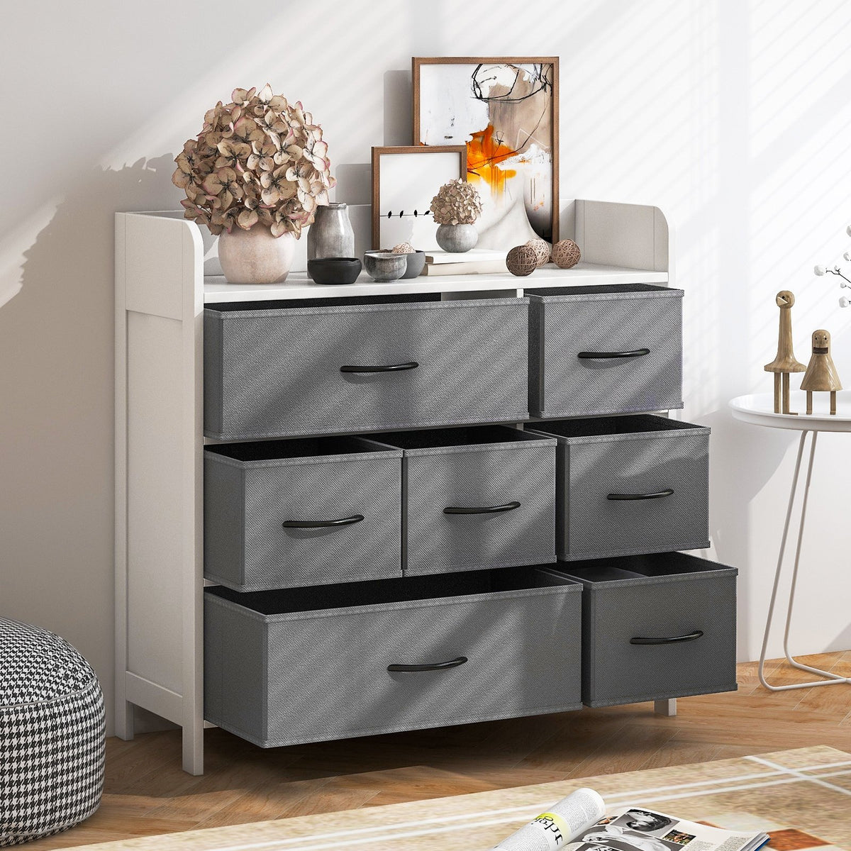 Fabric Dresser with 7 Drawers for Bedroom-White view 2