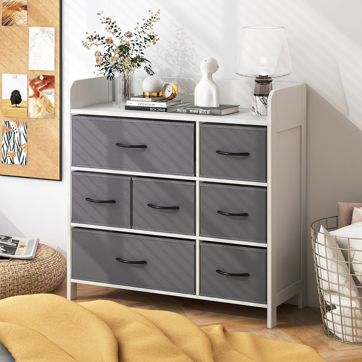 Fabric Dresser with 7 Drawers for Bedroom-White view 3