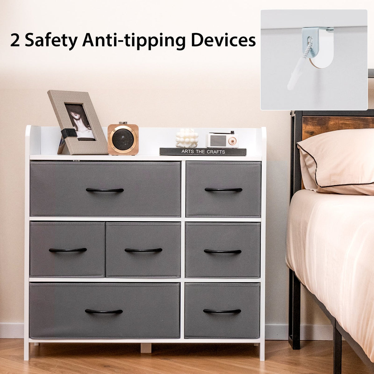 Fabric Dresser with 7 Drawers for Bedroom-White view 7