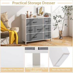 Fabric Dresser with 7 Drawers for Bedroom-White view 9