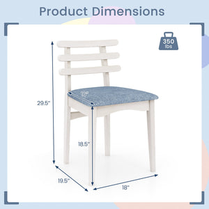 Fabric Kitchen Side Chairs with Rubber Wood Frame and Padded Seat-White view 4