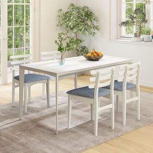 Fabric Kitchen Side Chairs with Rubber Wood Frame and Padded Seat-White view 5
