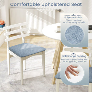 Fabric Kitchen Side Chairs with Rubber Wood Frame and Padded Seat-White view 6