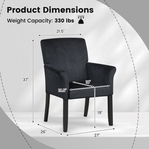 Fabric Upholstered Executive Guest Armchair with Rubber Wood Legs-Black view 4