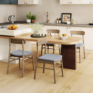 Fabric Upholstered Kitchen Armless Dining Chairs with Rubber Wood Frame Set of 2-Oak view 3