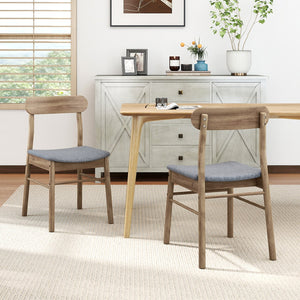 Fabric Upholstered Kitchen Armless Dining Chairs with Rubber Wood Frame Set of 4-Oak view 4