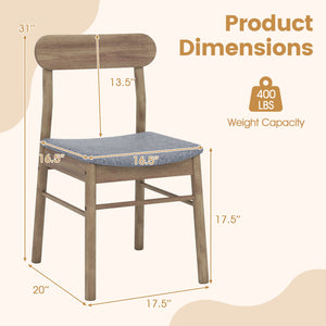 Fabric Upholstered Kitchen Armless Dining Chairs with Rubber Wood Frame Set of 4-Oak view 5