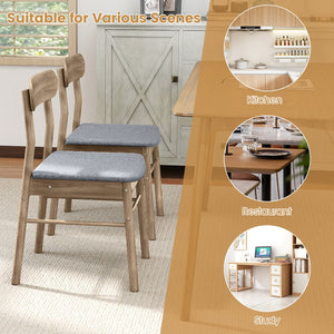 Fabric Upholstered Kitchen Armless Dining Chairs with Rubber Wood Frame Set of 4-Oak view 9
