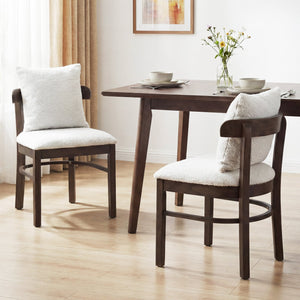 Fabric Upholstered Wood Dining Chairs Set of 2 with Removable Pillow-Gray view 2