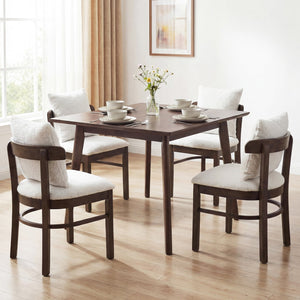 Fabric Upholstered Wood Dining Chairs Set of 2 with Removable Pillow-Gray view 5