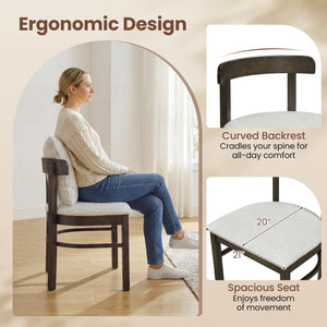 Fabric Upholstered Wood Dining Chairs Set of 2 with Removable Pillow-Gray view 9