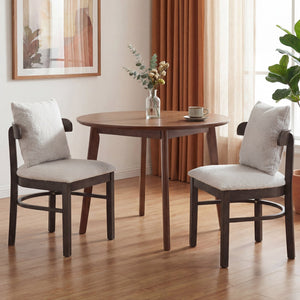 Fabric Upholstered Wood Dining Chairs Set of 4 with Removable Pillow-Gray view 6