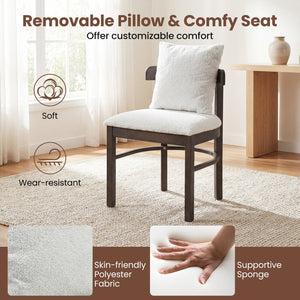 Fabric Upholstered Wood Dining Chairs Set of 4 with Removable Pillow-Gray view 7