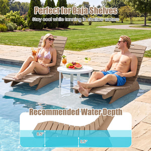 Fade-Resistant Outdoor Lounger with Contoured Shape for Deck Poolside-Brown view 7