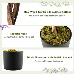 Fake Ficus Plant 6 FT Artificial Wisteria Tree with Natural Trunks and Purple Lifelike Flowers view 7