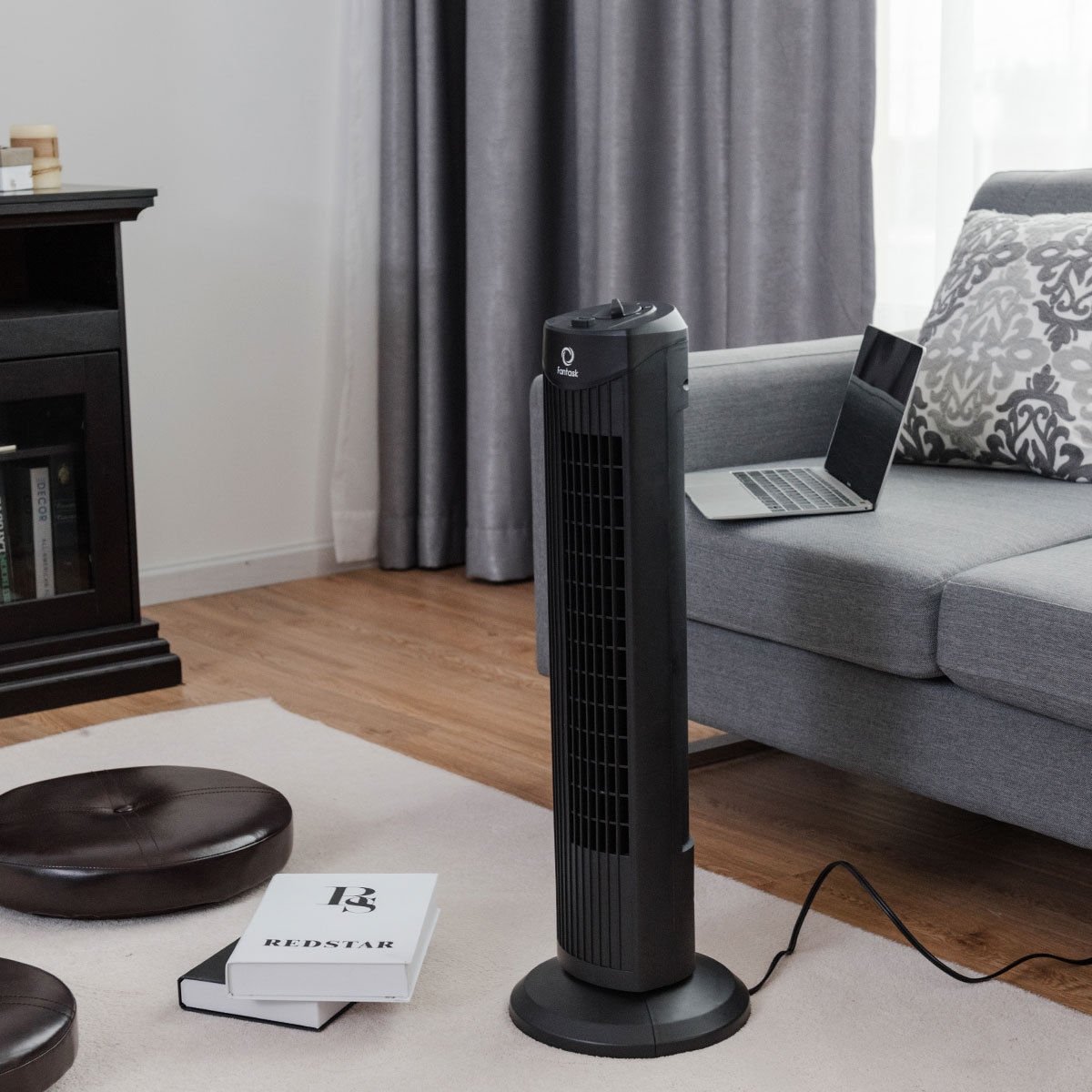 Fantask 35W 28 Inch Quiet Bladeless Oscillating Tower Fan-Black view 3