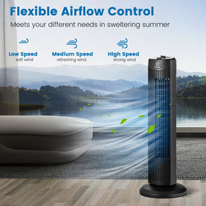Fantask 35W 28 Inch Quiet Bladeless Oscillating Tower Fan-Black view 6