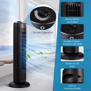 Fantask 35W 28 Inch Quiet Bladeless Oscillating Tower Fan-Black view 9