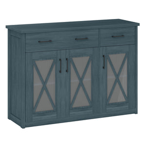 Farmhouse Buffet Sideboard 3-Door Kitchen Storage Cabinet with 2 Drawers-Turquoise view 4