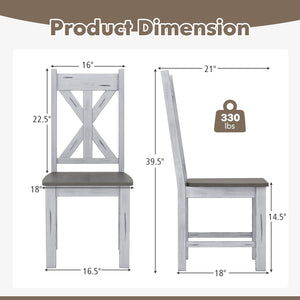 Farmhouse Chair Set of 2 with Rubber Wood Frame and Elegant Hollowed Backrest-Gray view 4