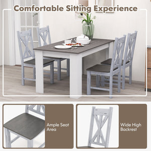 Farmhouse Chair Set of 2 with Rubber Wood Frame and Elegant Hollowed Backrest-Gray view 7