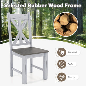Farmhouse Chair Set of 2 with Rubber Wood Frame and Elegant Hollowed Backrest-Gray view 8