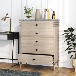 Farmhouse Chest Dresser of Drawers Tall Storage Organizer-Grey view 5