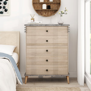 Farmhouse Chest Dresser of Drawers Tall Storage Organizer-Grey view 6