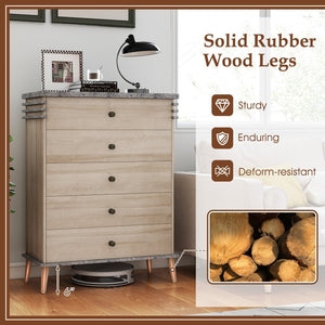 Farmhouse Chest Dresser of Drawers Tall Storage Organizer-Grey view 9