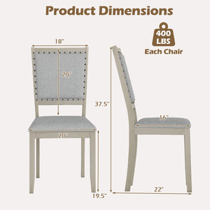 Farmhouse Dining Chair Set of 2 Fabric Upholstered Kitchen Chairs-Grey view 4