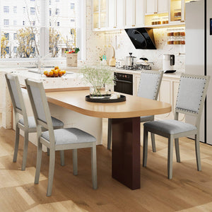 Farmhouse Dining Chair Set of 2 Fabric Upholstered Kitchen Chairs-Grey view 5