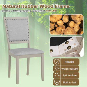 Farmhouse Dining Chair Set of 2 Fabric Upholstered Kitchen Chairs-Grey view 7