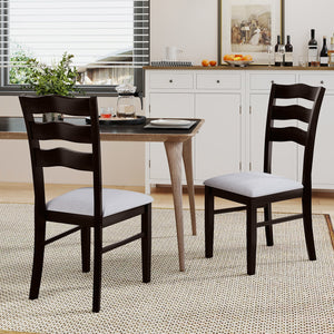 Farmhouse Dining Chairs Set of 2 Modern Kitchen Chairs with Elegant Hollowed backrest-Gray view 2