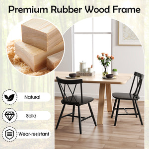 Farmhouse Kitchen Dining Chair Set of 2 with Rubber Wood Frame-Black view 6
