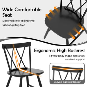 Farmhouse Kitchen Dining Chair Set of 2 with Rubber Wood Frame-Black view 7