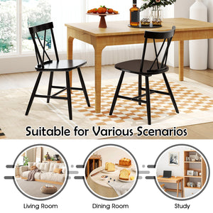 Farmhouse Kitchen Dining Chair Set of 2 with Rubber Wood Frame-Black view 8