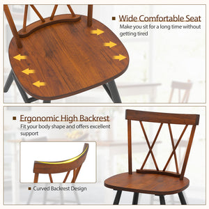 Farmhouse Kitchen Dining Chair Set of 2 with Rubber Wood Frame-Dark Brown view 6