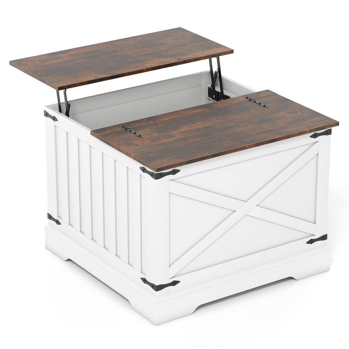 Farmhouse Lift Top Coffee Table with Hidden Storage Compartment-Rustic Brown