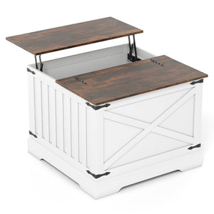 Farmhouse Lift Top Coffee Table with Hidden Storage Compartment-Rustic Brown