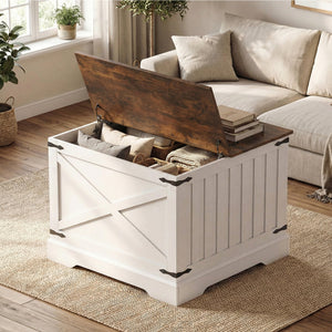 Farmhouse Lift Top Coffee Table with Hidden Storage Compartment-Rustic Brown view 7
