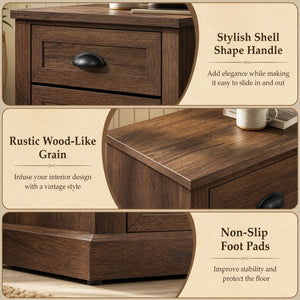 Farmhouse Nightstand with 2 Drawers & Storage for Living Room Bedroom-Brown view 6
