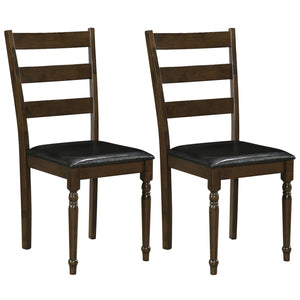 Farmhouse PU Leather Upholstered Dining Chairs Set of 2-Brown
