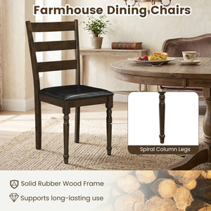 Farmhouse PU Leather Upholstered Dining Chairs Set of 2-Brown view 6