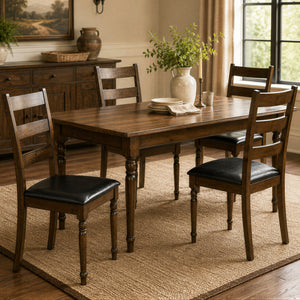 Farmhouse PU Leather Upholstered Dining Chairs Set of 4-Brown view 2