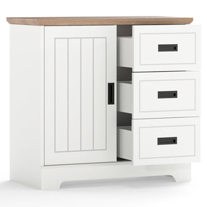 Farmhouse Sideboard Buffet Cabinet Kitchen Pantry with Sliding Doors-White view 4