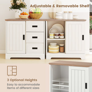 Farmhouse Sideboard Buffet Cabinet Kitchen Pantry with Sliding Doors-White view 6
