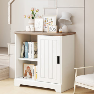 Farmhouse Sideboard Buffet Cabinet Kitchen Pantry with Sliding Doors-White view 7