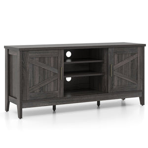 Farmhouse TV Stand for TVs up to 65 Inch Entertainment Center with 2 Storage Cabinets-Gray view 4
